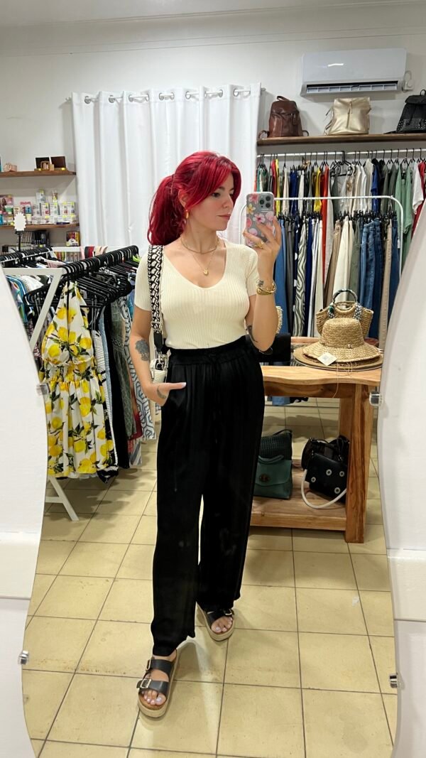 Pantalón Satinado Pata Ancha