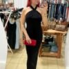 Vestido Largo Negro Cuello Halter MANGO