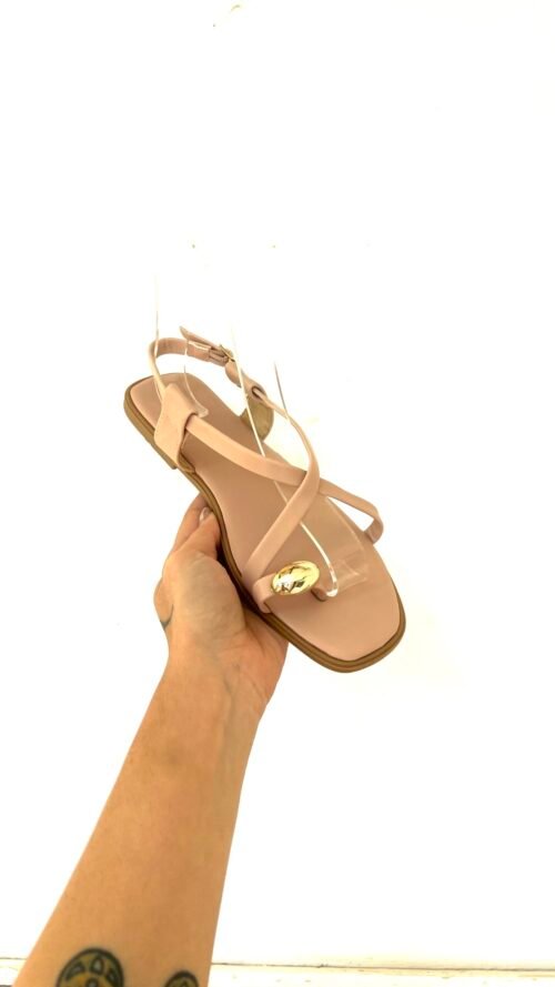 Sandalias Rosa Palo Anillo Dorado