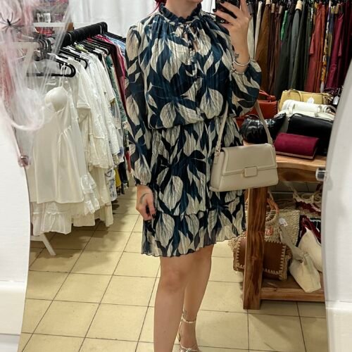 IMG_0549 Vestido Estampado en Azul Manga Larga