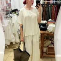 Conjunto de Pantalón y Blusa Asimétrica