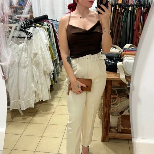 Pantalón de Vestir Color Entero Cinto Forrado