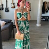 Conjunto Pantalón y Top Estampado Tropical