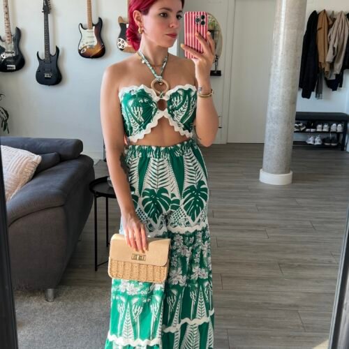 Conjunto Pantalón y Top Estampado Tropical