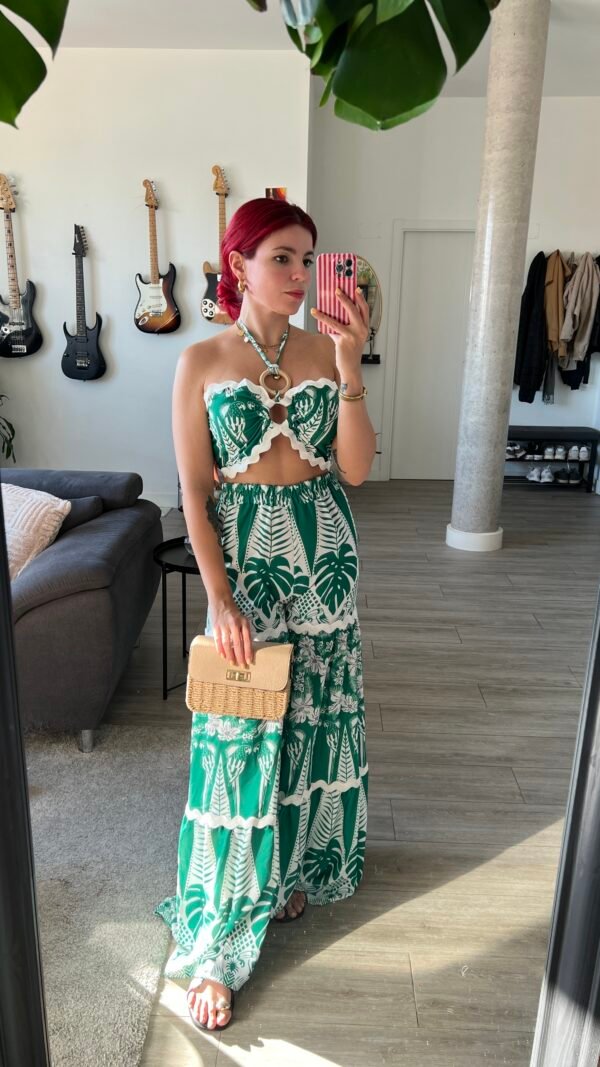 Conjunto Pantalón y Top Estampado Tropical