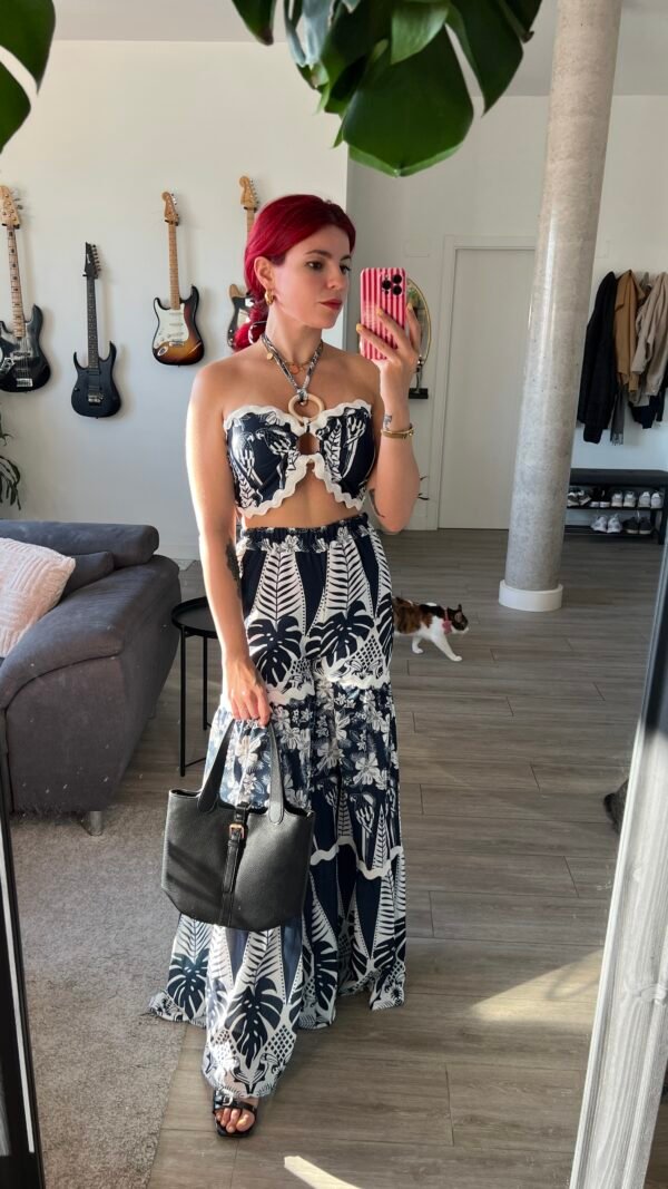 Conjunto Pantalón y Top Estampado Tropical