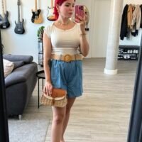 Short Imitación Mezclilla Cinto Rafia