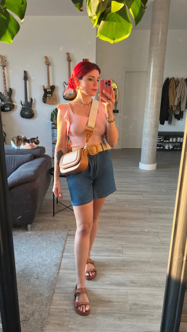 Short Imitación Mezclilla Cinto Rafia