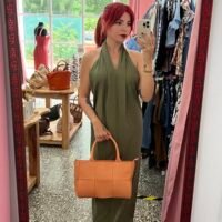 Vestido de Lino Espalda Afuera con Cinturón