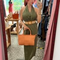 Vestido de Lino Espalda Afuera con Cinturón