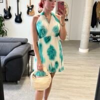 Vestido Cuello V Plisado