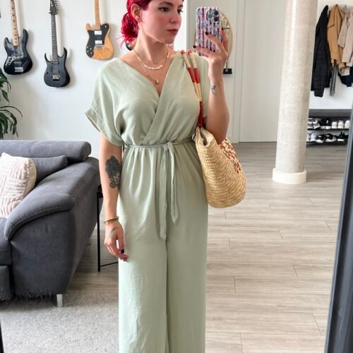 Mono Pantalón Blusa Cruzada con Cinta