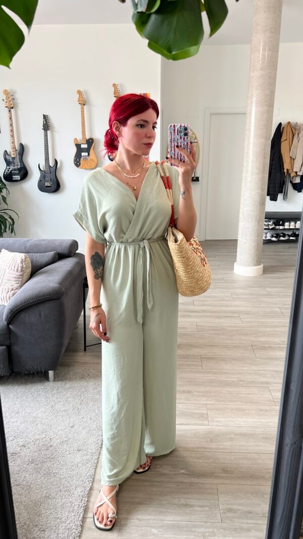 Mono Pantalón Blusa Cruzada con Cinta