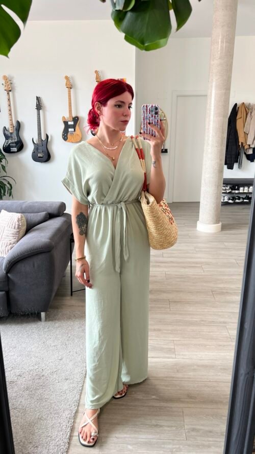 Mono Pantalón Blusa Cruzada con Cinta