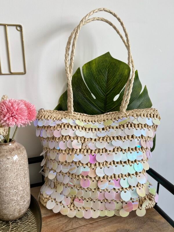 Cartera de Rafia Lentejuelas Tornasol