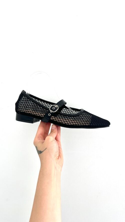 Ballerinas Negras Tejidas con Correa
