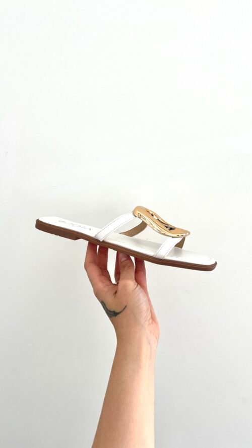 Sandalias Blancas Hebilla Dorada