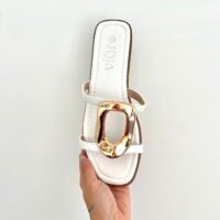 Sandalias Blancas Hebilla Dorada