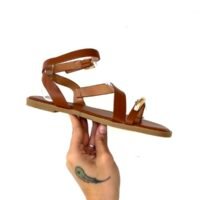Sandalias Camel Cierre Tobillo