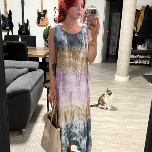 Vestido de Lino con Degradación de Colores