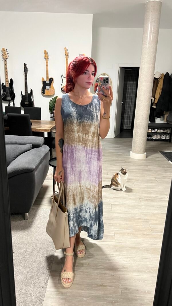 Vestido de Lino con Degradación de Colores