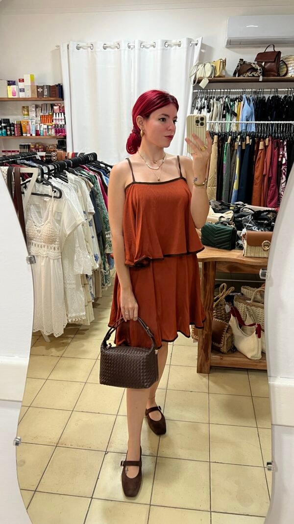 Vestido de Tirantes Color Entero con Vivos