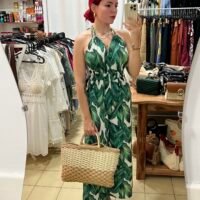 Mono Espalda Afuera Estampado Hojas