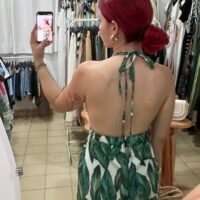 Mono Espalda Afuera Estampado Hojas