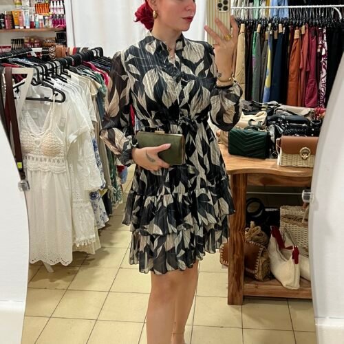 IMG_7444 Vestido Estampado de Hojas Manga Larga