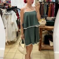 Vestido de Tirantes Color Entero con Vivos