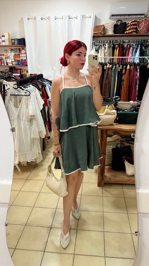 Vestido de Tirantes Color Entero con Vivos