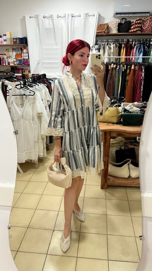 Vestido de Rayas Manga Campana