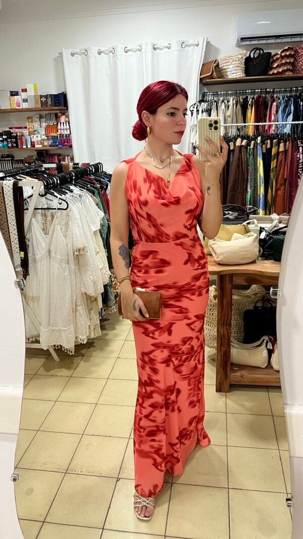 Vestido Escote Drapeado Estampado Floral