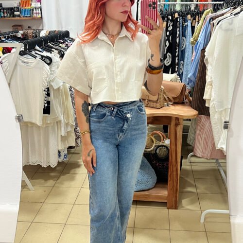 Jean Wide Leg Cierre Cruzado