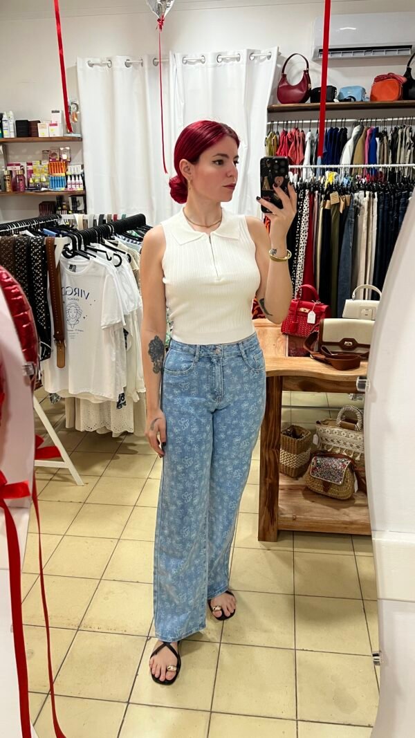 Jean Wide Leg Estampado Flores