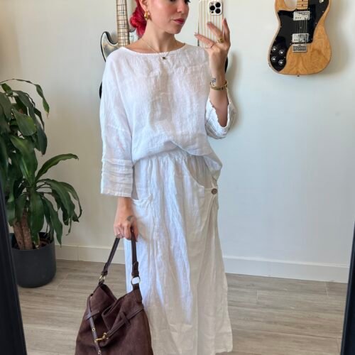 IMG_8913 Conjunto de Saya y Blusa Manga 3/4 con Alforza