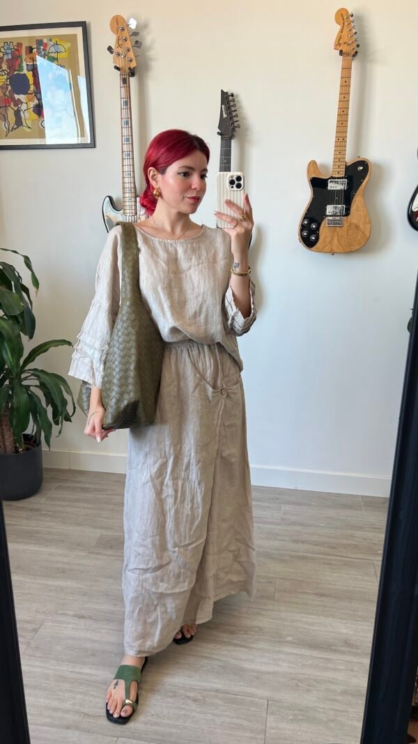 Conjunto de Saya y Blusa Manga 3/4 con Alforza