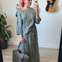 Conjunto de Saya y Blusa Manga 3/4 con Alforza