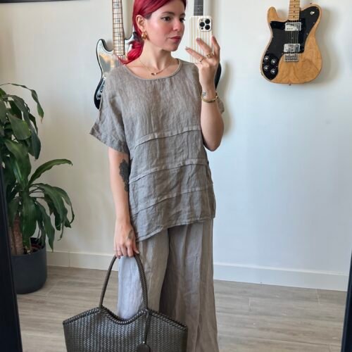 IMG_9061 Conjunto de Pantalón y Blusa con Alforza