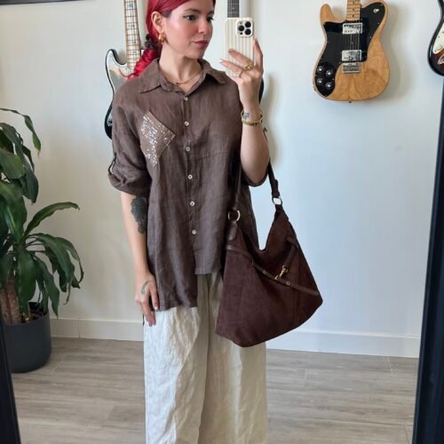 IMG_9070 Conjunto de Pantalón y Blusa con Bolsillo Lentejuela