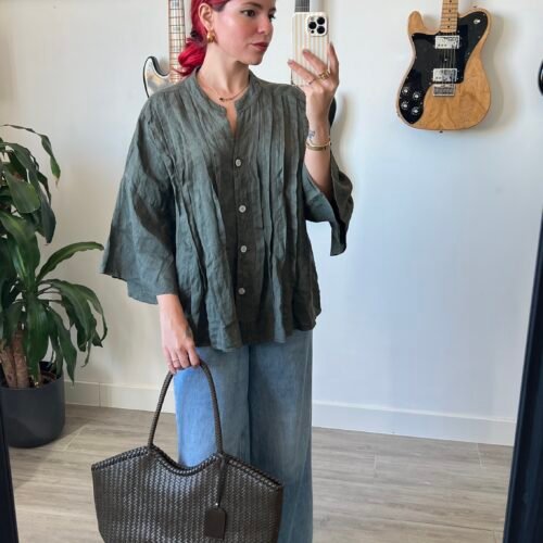 IMG_9087 Blusa Cuello Chino Manga 3/4