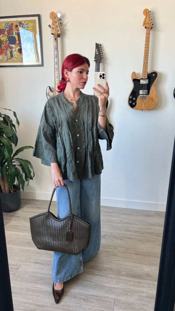 Blusa Cuello Chino Manga 3/4