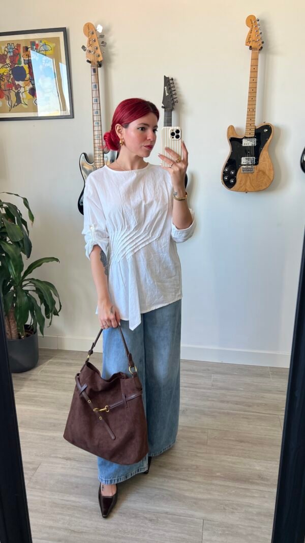 Blusa Manga Larga con Detalle Alforzas