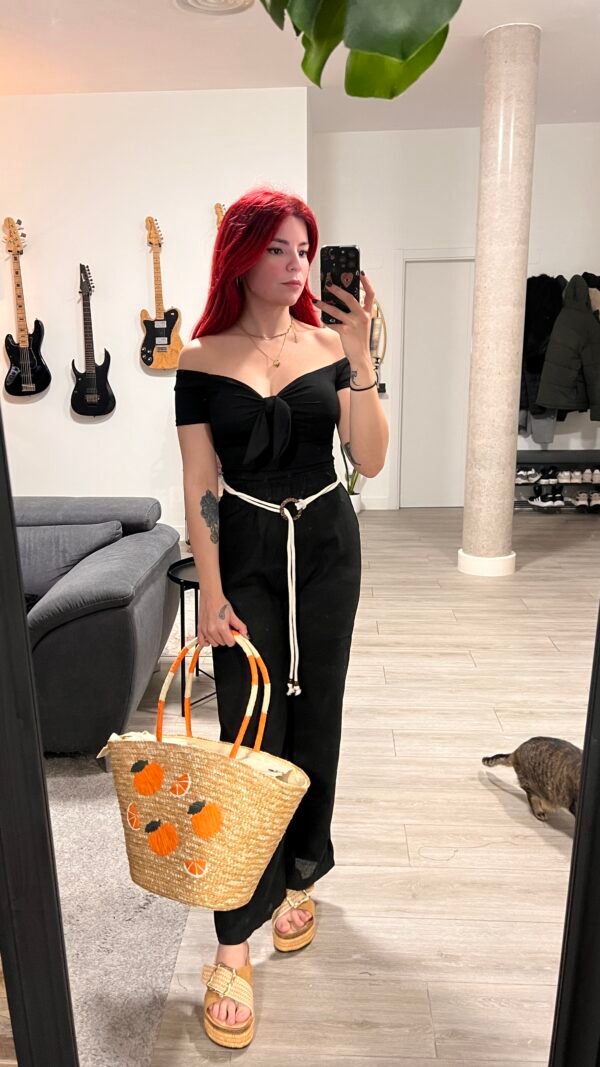 Pantalón con Cinto de Cuerda y Madera