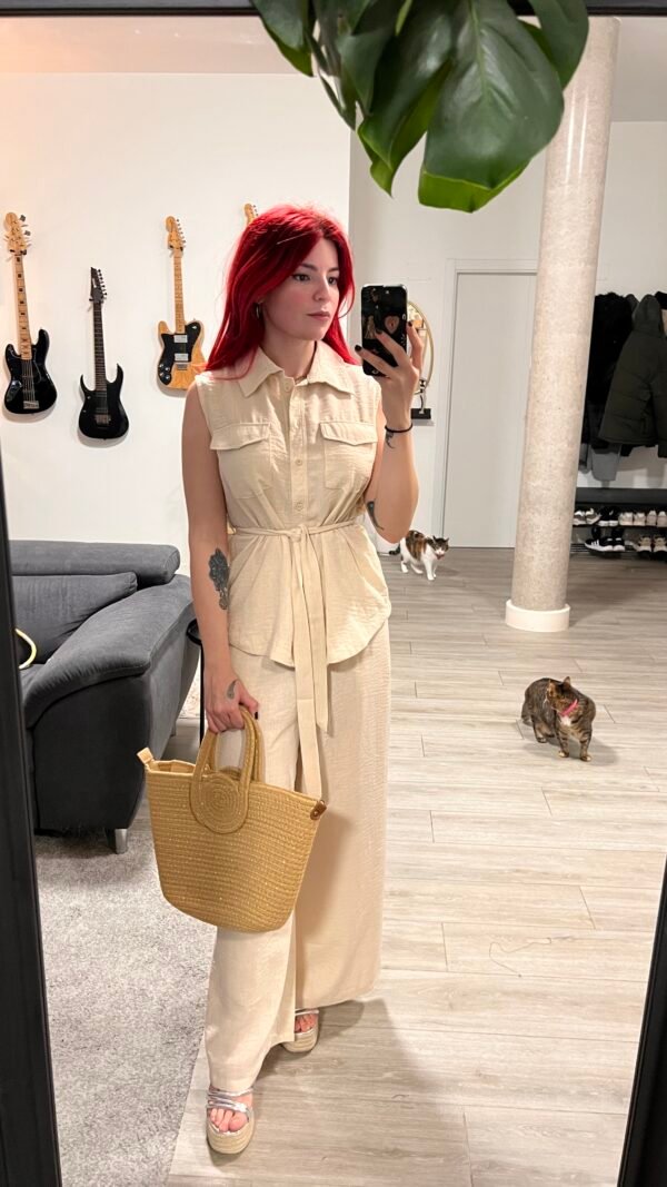 Conjunto Pantalón y Blusa Chaleco Larga