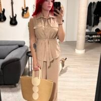 Conjunto Pantalón y Blusa Chaleco Larga