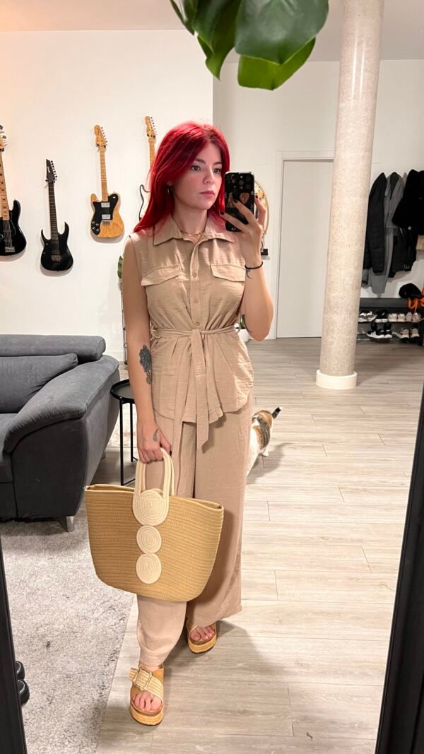 Conjunto Pantalón y Blusa Chaleco Larga