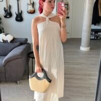 Vestido Tirantes con Botones Nudo Detrás