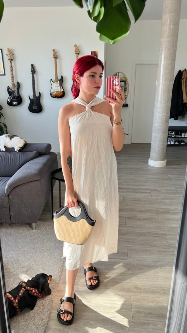 Vestido Tirantes con Botones Nudo Detrás