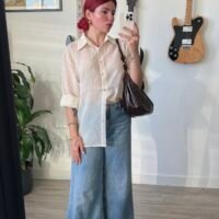 Camisa Color Entero Bordada Manga Larga